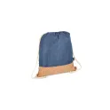 Variante Bleu foncé - Sac à cordon personnalisable en R-PET et liège 35 x 40 cm avec logo - Liège