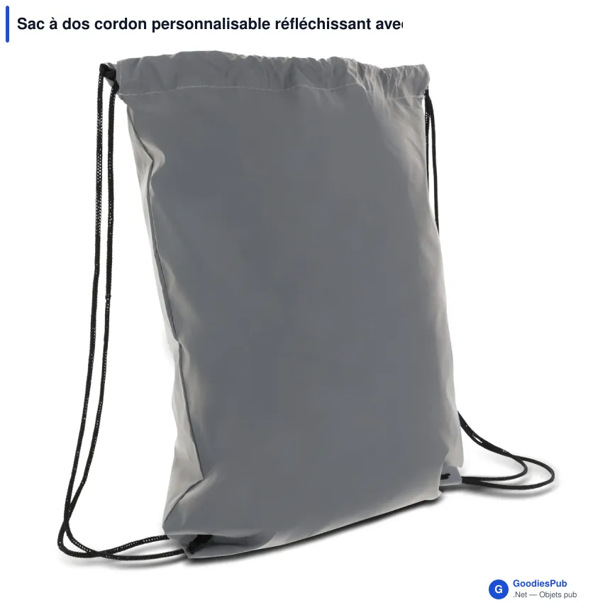 Sac à dos cordon personnalisable réfléchissant avec logo - 30 x 40 cm - Image 2