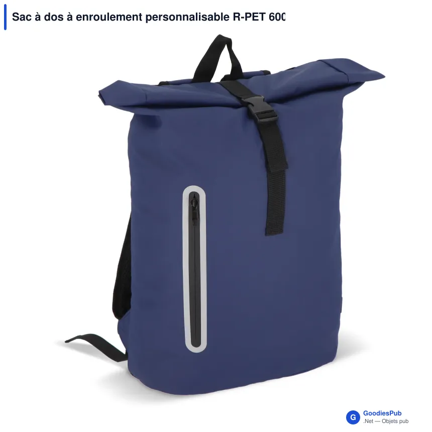 Sac à dos à enroulement personnalisable R-PET 600D enduit PU 20 L avec logo - Image 2