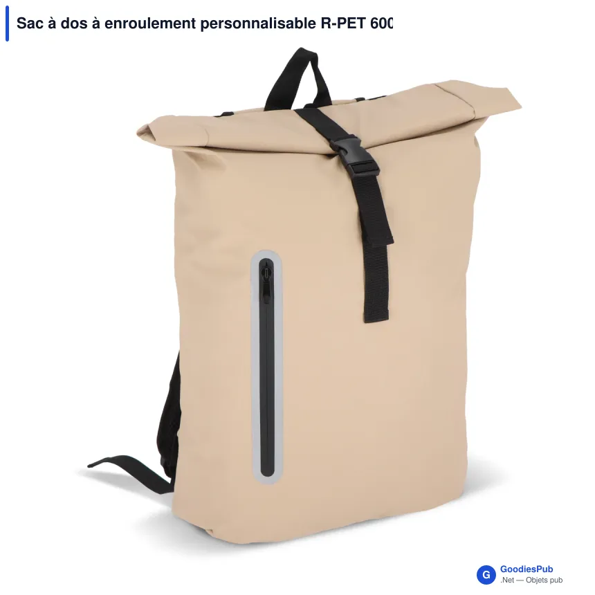 Sac à dos à enroulement personnalisable R-PET 600D enduit PU 20 L avec logo - Image 3