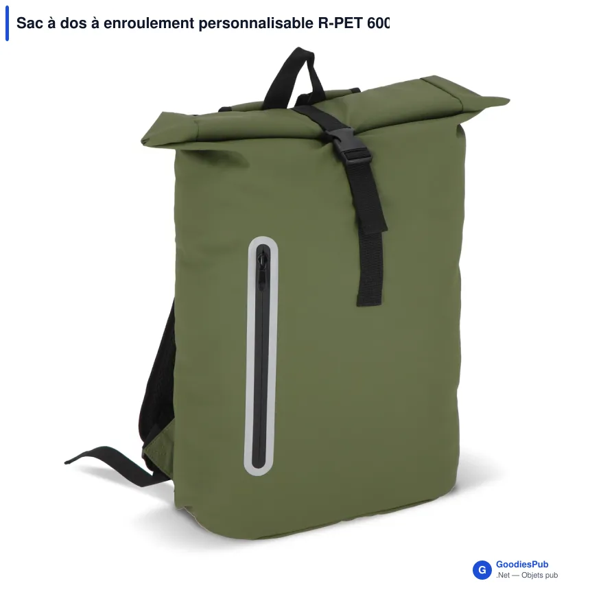 Sac à dos à enroulement personnalisable R-PET 600D enduit PU 20 L avec logo - Image 4
