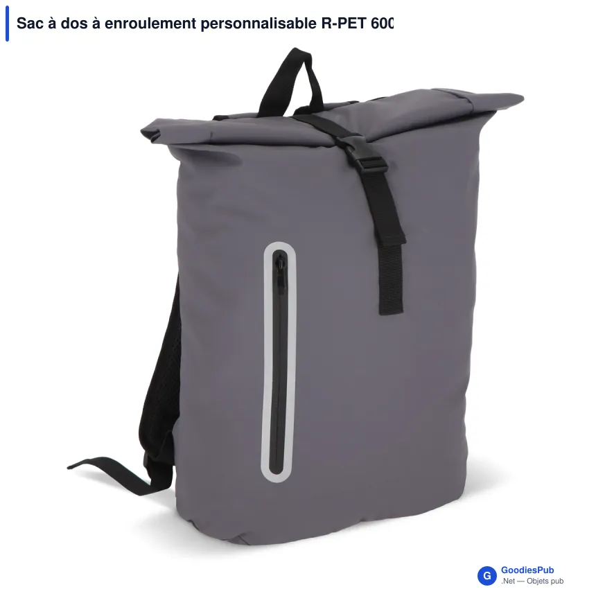 Sac à dos à enroulement personnalisable R-PET 600D enduit PU 20 L avec logo - Image 5