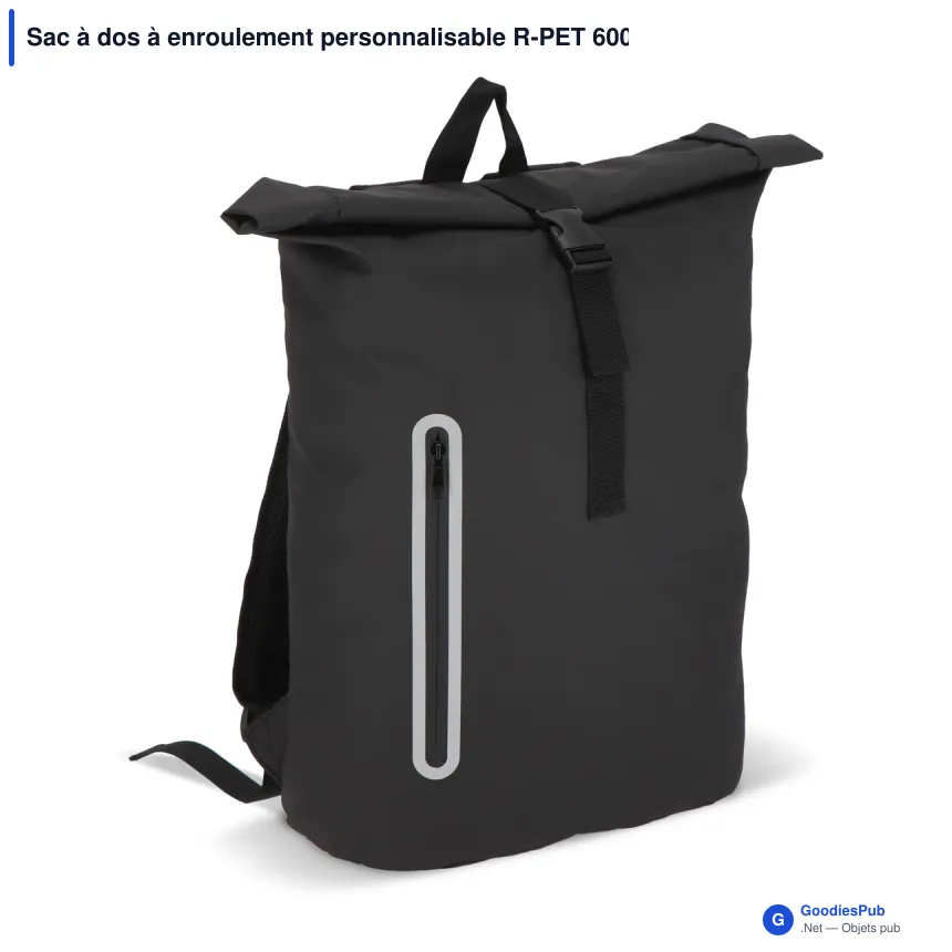 Sac à dos à enroulement personnalisable R-PET 600D enduit PU 20 L avec logo - Image 6