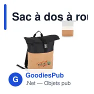 Sac à dos à roulettes personnalisable en liège et R-PET 18 L avec logo - Noir - Miniature 1