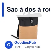 Sac à dos à roulettes personnalisable en liège et R-PET 18 L avec logo - Noir - Miniature 2