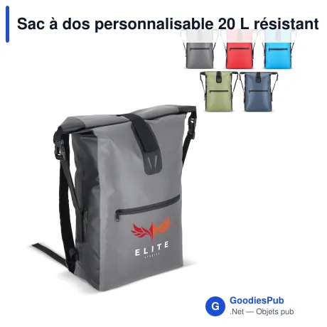 Sac à dos personnalisable 20 L résistant aux éclaboussures IPX4 avec logo - Adventure