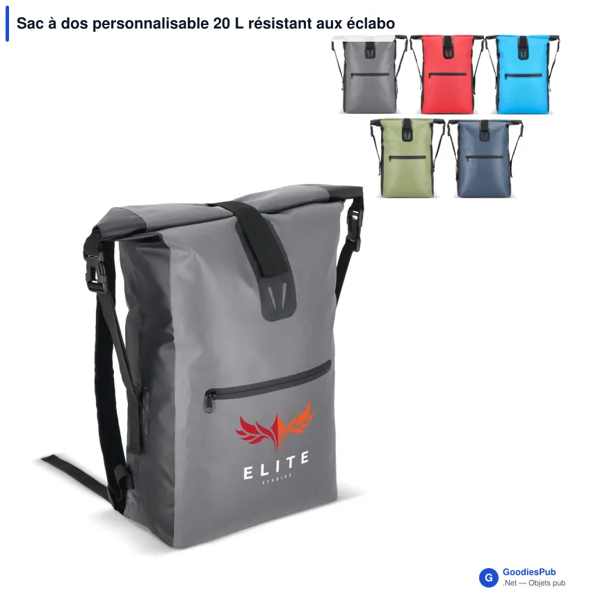 Sac à dos personnalisable 20 L résistant aux éclaboussures IPX4 avec logo - Adventure - Image 1