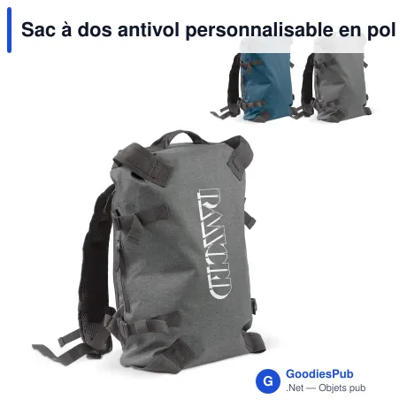 Sac à dos antivol personnalisable en polyester avec logo - Bleu foncé