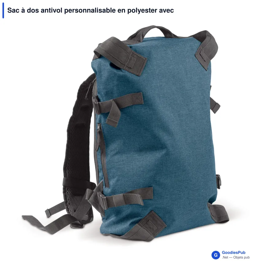 Sac à dos antivol personnalisable en polyester avec logo - Bleu foncé - Image 2