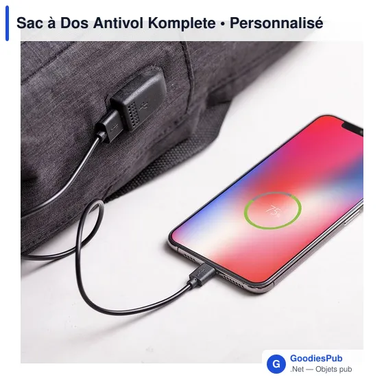 Sac à dos antivol personnalisable avec logo - Komplete - Image 6