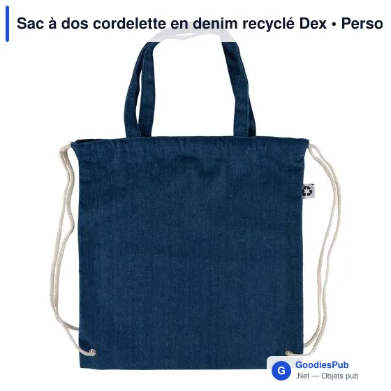 Sac à dos cordelette en denim recyclé Dex - Image 1