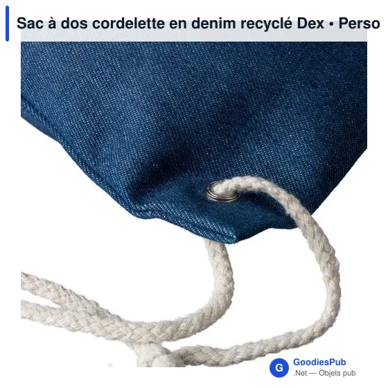 Sac à dos cordelette en denim recyclé Dex - Image 11