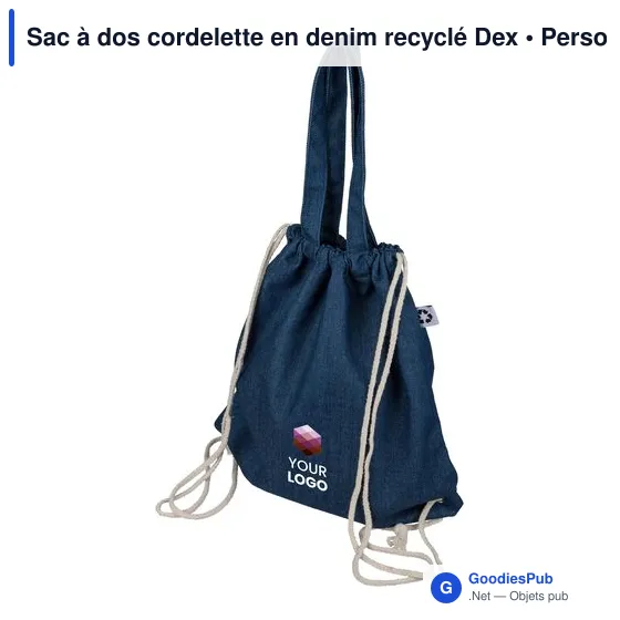 Sac à dos cordelette en denim recyclé Dex - Image 3