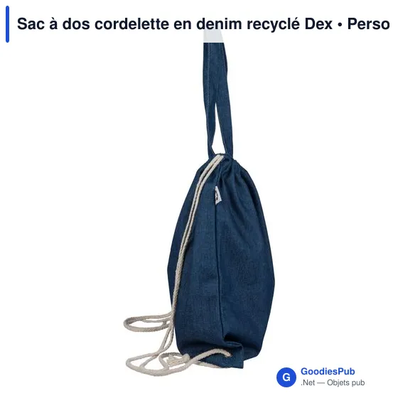Sac à dos cordelette en denim recyclé Dex - Image 4