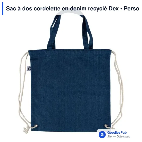 Sac à dos cordelette en denim recyclé Dex - Image 5