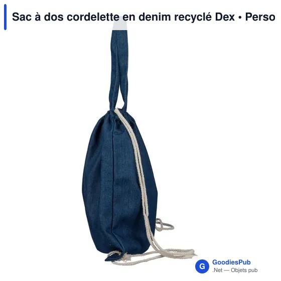Sac à dos cordelette en denim recyclé Dex - Image 6