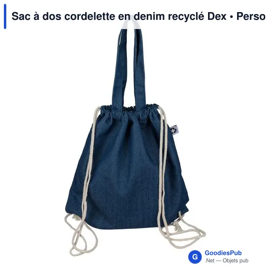 Sac à dos cordelette en denim recyclé Dex - Image 7