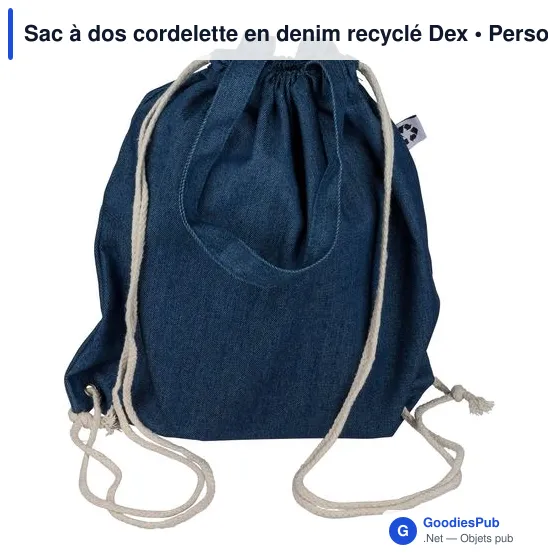 Sac à dos cordelette en denim recyclé Dex - Image 8