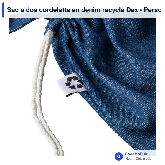 Sac à dos cordelette en denim recyclé Dex - Image 10