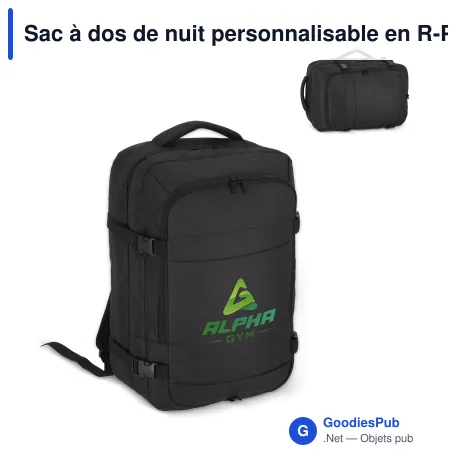 Sac à dos de nuit personnalisable en R-PET 600D 22 L avec logo - Noir