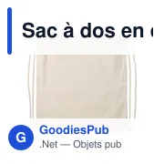 Sac à dos en coton personnalisable avec logo - modèle Dominique - Miniature 1