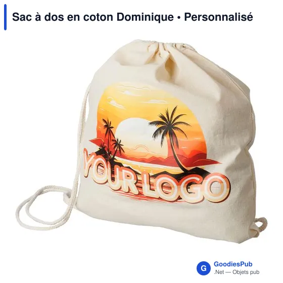 Sac à dos en coton personnalisable avec logo - modèle Dominique - Image 2