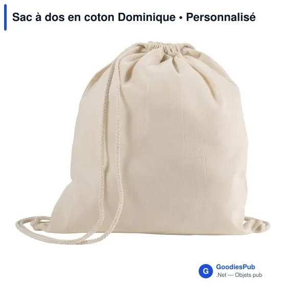 Sac à dos en coton personnalisable avec logo - modèle Dominique - Image 3