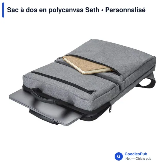 Sac à dos personnalisable en polycanvas avec logo - Seth - Image 9