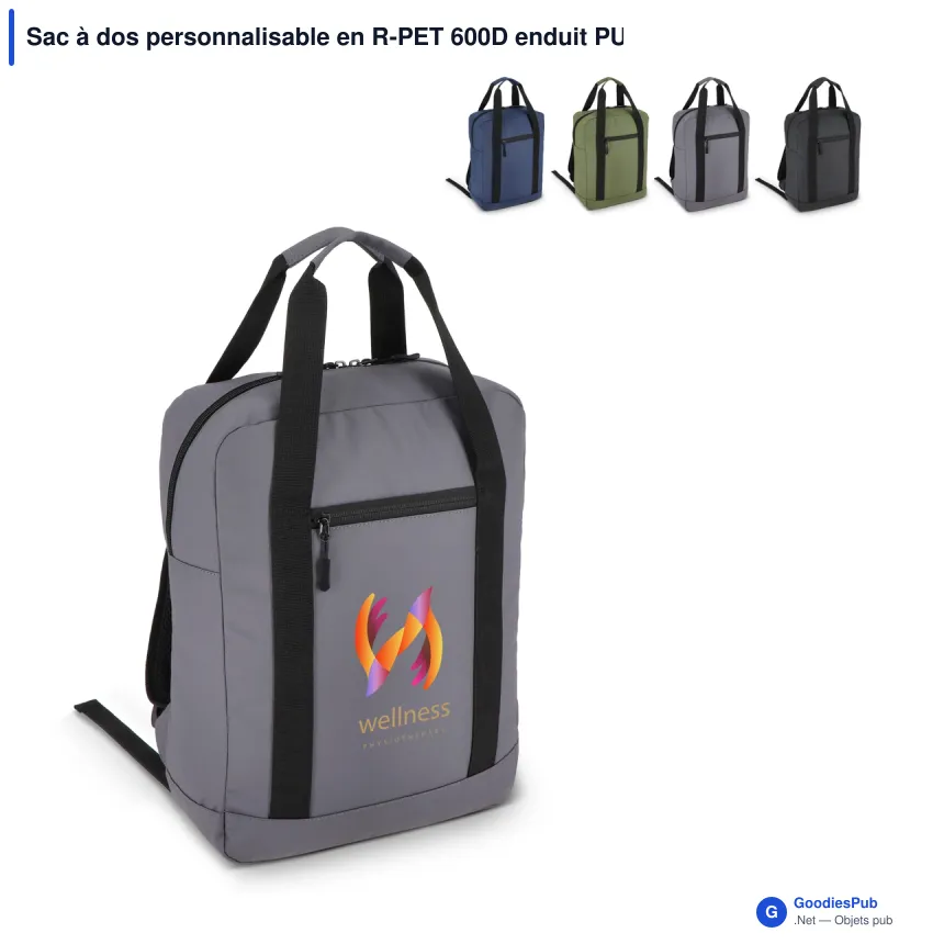 Sac à dos personnalisable en R-PET 600D enduit PU 12 L avec logo - Compact - Image 1
