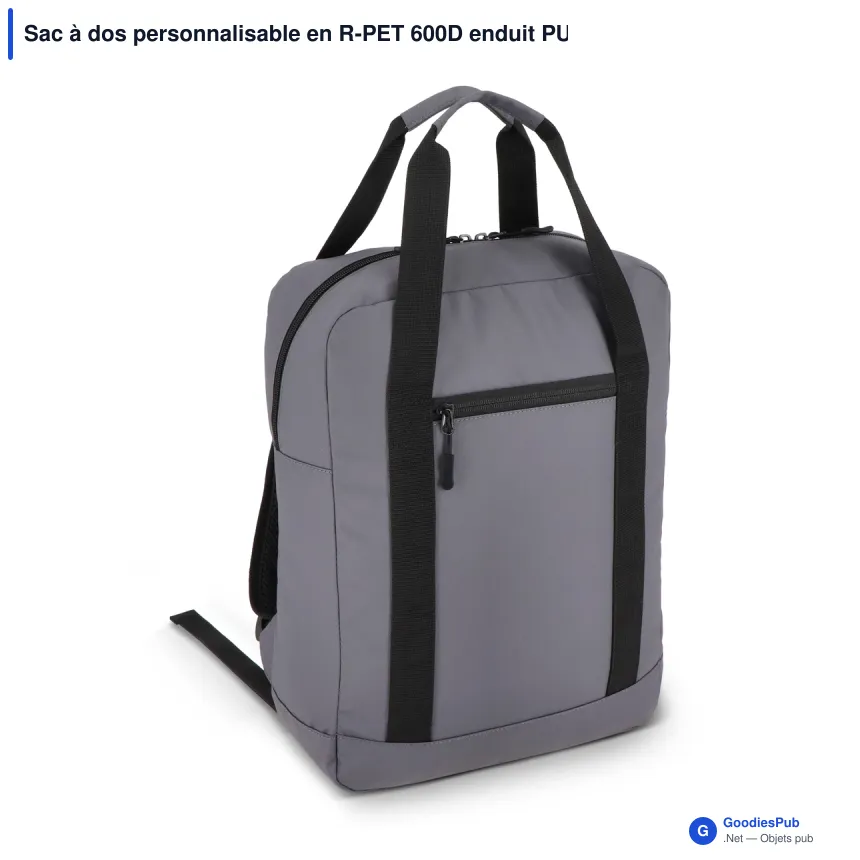 Sac à dos personnalisable en R-PET 600D enduit PU 12 L avec logo - Compact - Image 2