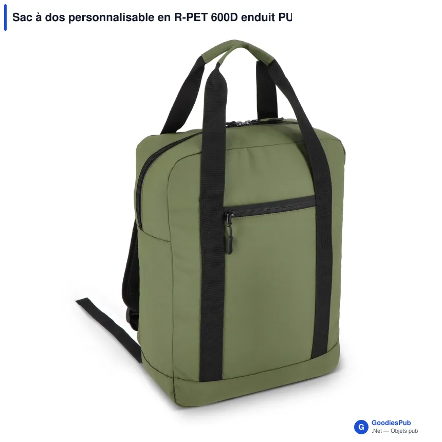 Sac à dos personnalisable en R-PET 600D enduit PU 12 L avec logo - Compact - Image 3