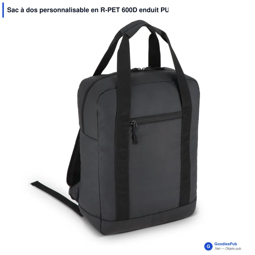 Sac à dos personnalisable en R-PET 600D enduit PU 12 L avec logo - Compact - Image 4