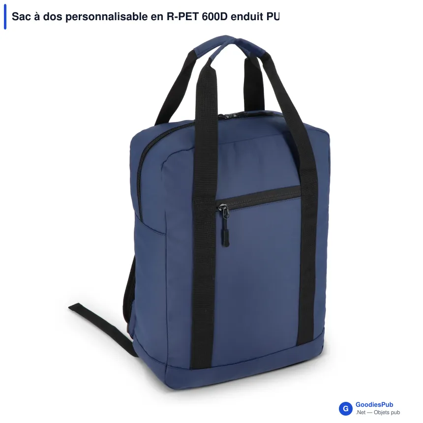 Sac à dos personnalisable en R-PET 600D enduit PU 12 L avec logo - Compact - Image 5