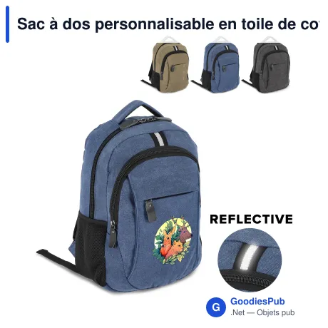 Sac à dos personnalisable en toile de coton recyclé avec logo - Harper