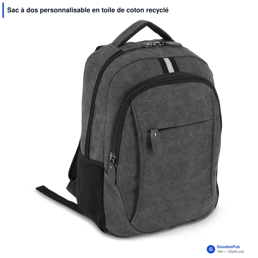 Sac à dos personnalisable en toile de coton recyclé avec logo - Harper - Image 2