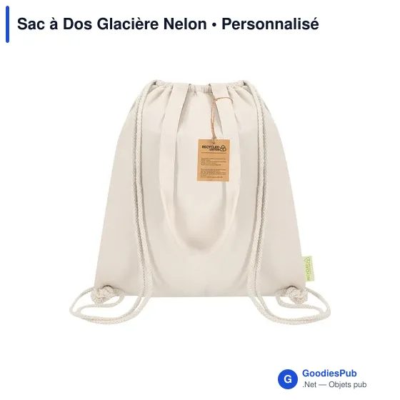 Sac à dos glacière personnalisable en coton recyclé - Nelonavec logo - Image 2