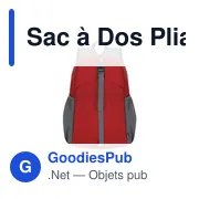 Sac à dos pliable personnalisable Chermel avec logo - Miniature 1
