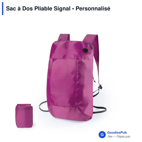 Sac à dos pliable personnalisable avec logo - Modèle Signal - Image 2