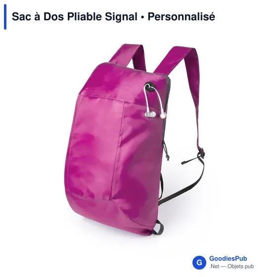 Sac à dos pliable personnalisable avec logo - Modèle Signal - Image 3