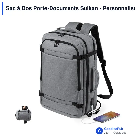 Sac à dos personnalisable Sulkan avec logo pour ordinateur et documents - Image 1