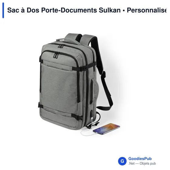 Sac à dos personnalisable Sulkan avec logo pour ordinateur et documents - Image 2