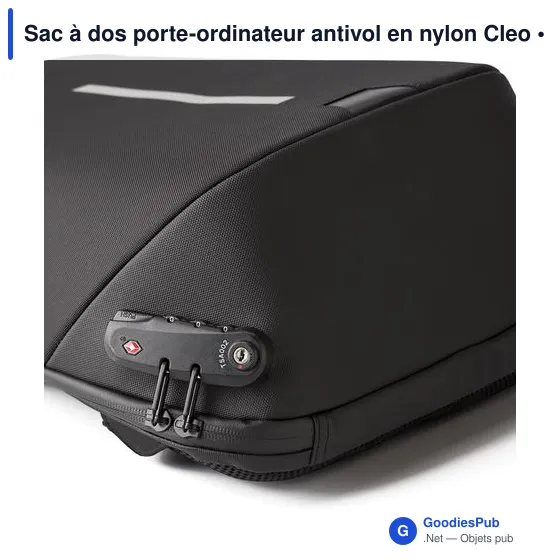 Sac à dos antivol personnalisable pour ordinateur avec logo - Cleo - Image 3