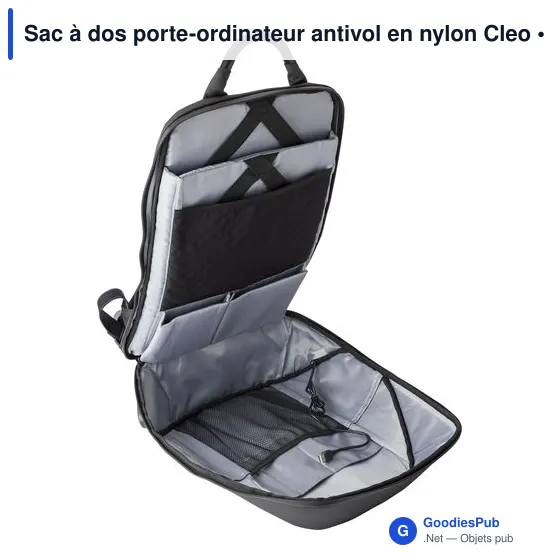 Sac à dos antivol personnalisable pour ordinateur avec logo - Cleo - Image 6