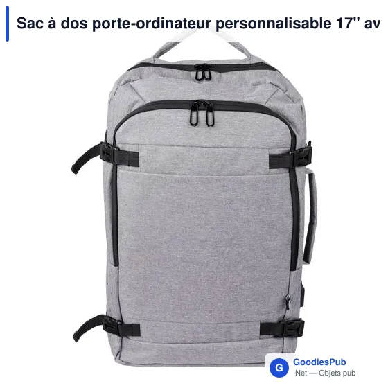 Sac à dos porte-ordinateur personnalisable 17'' avec logo - Malcolm - Image 1