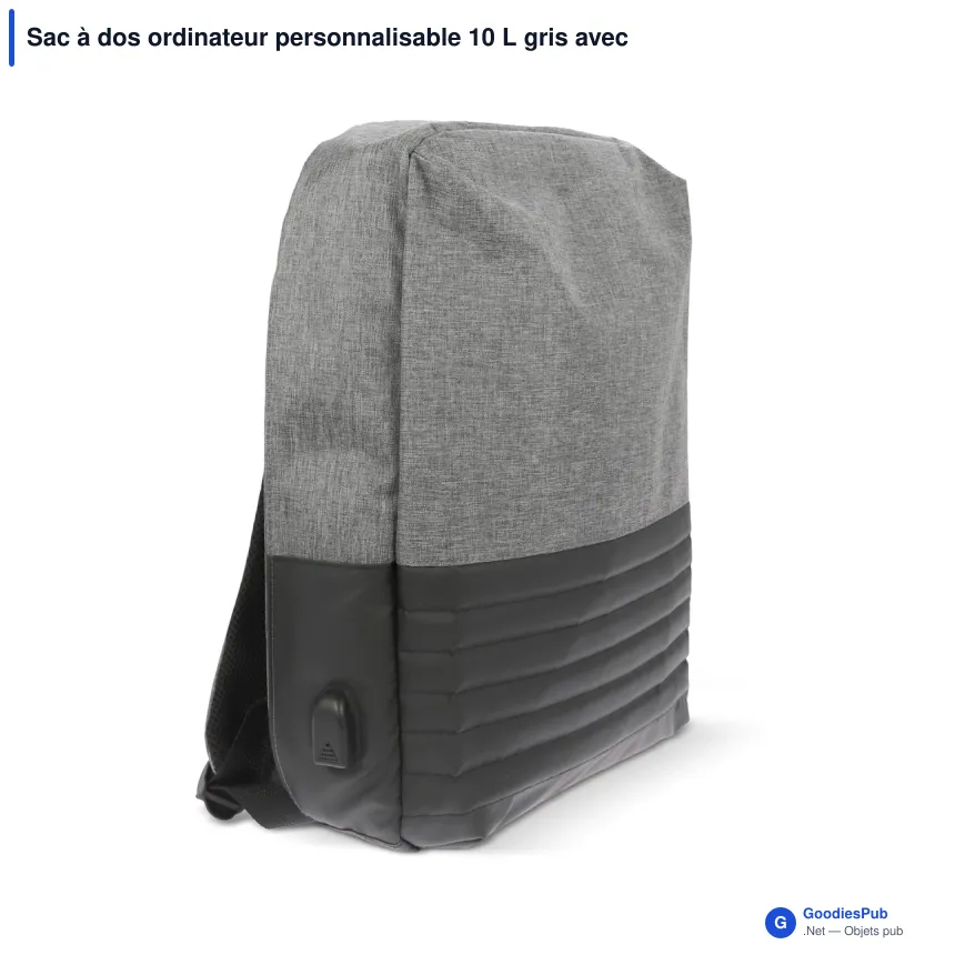 Sac à dos ordinateur personnalisable 10 L gris avec logo - Addison - Image 2