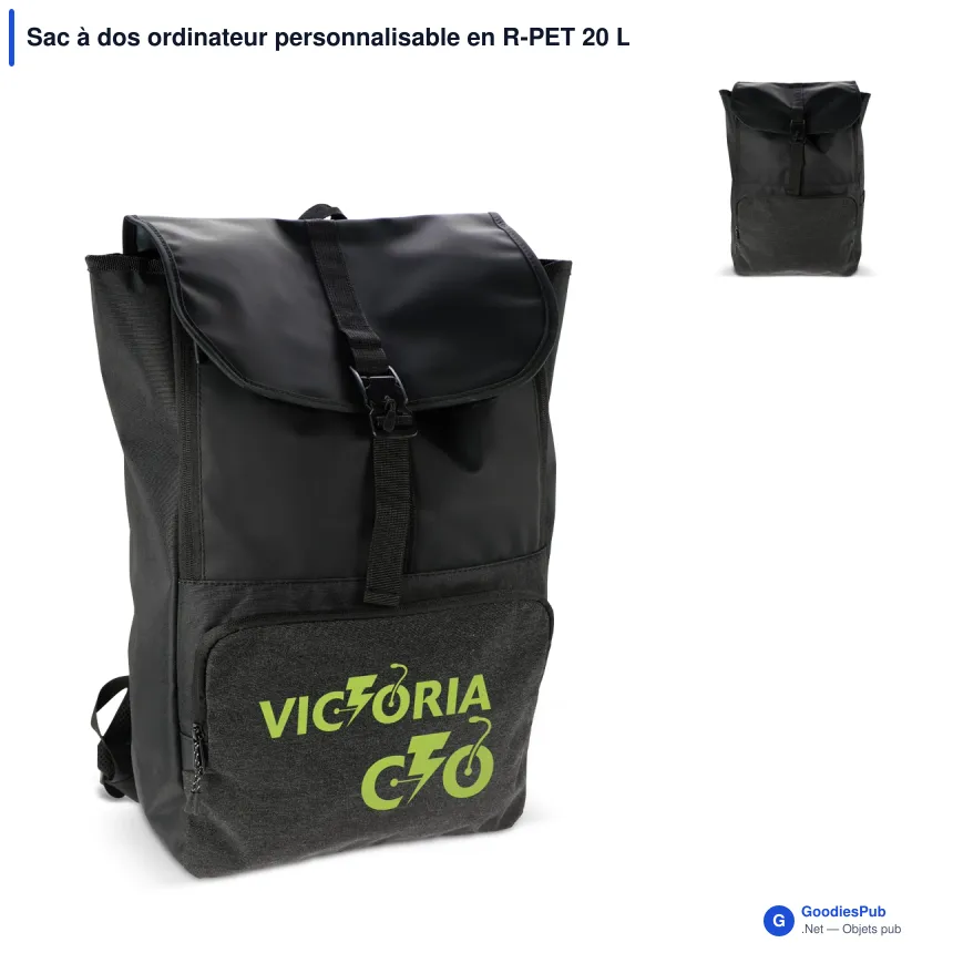 Sac à dos ordinateur personnalisable en R-PET 20 L avec logo - Liam - Image 1