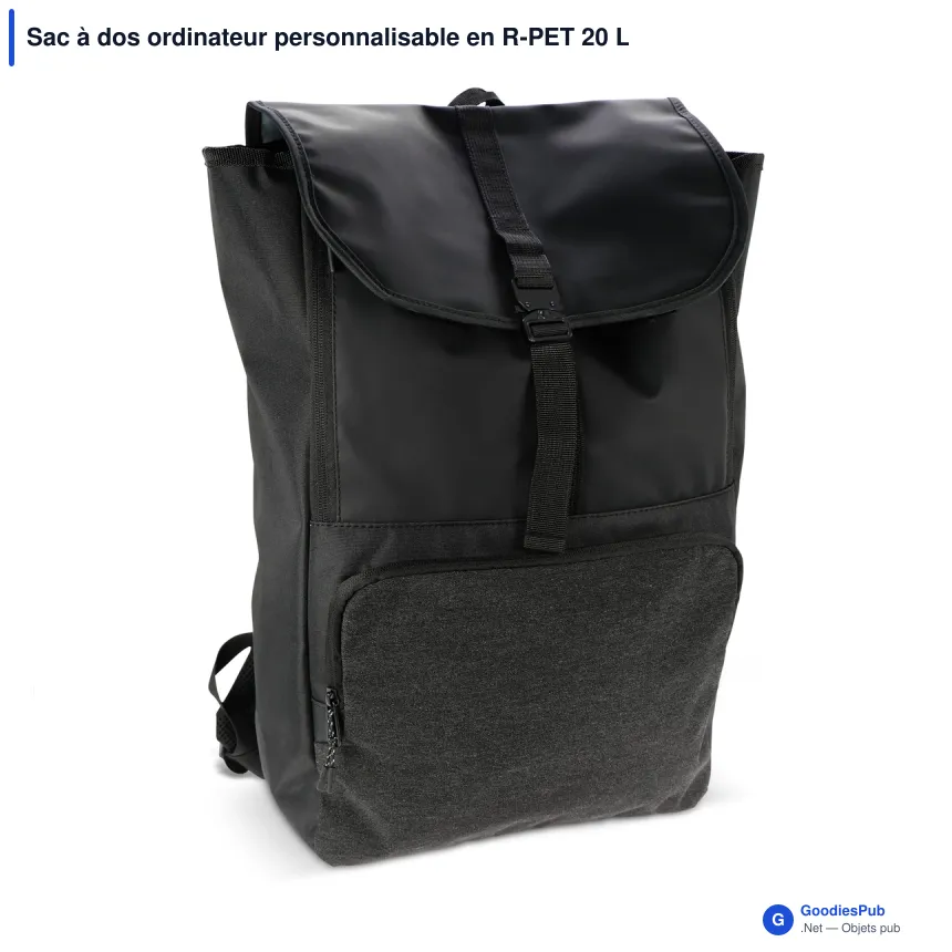 Sac à dos ordinateur personnalisable en R-PET 20 L avec logo - Liam - Image 2