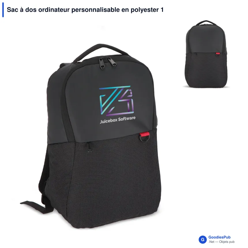 Sac à dos ordinateur personnalisable en polyester 12 L avec logo - Maverick - Image 1