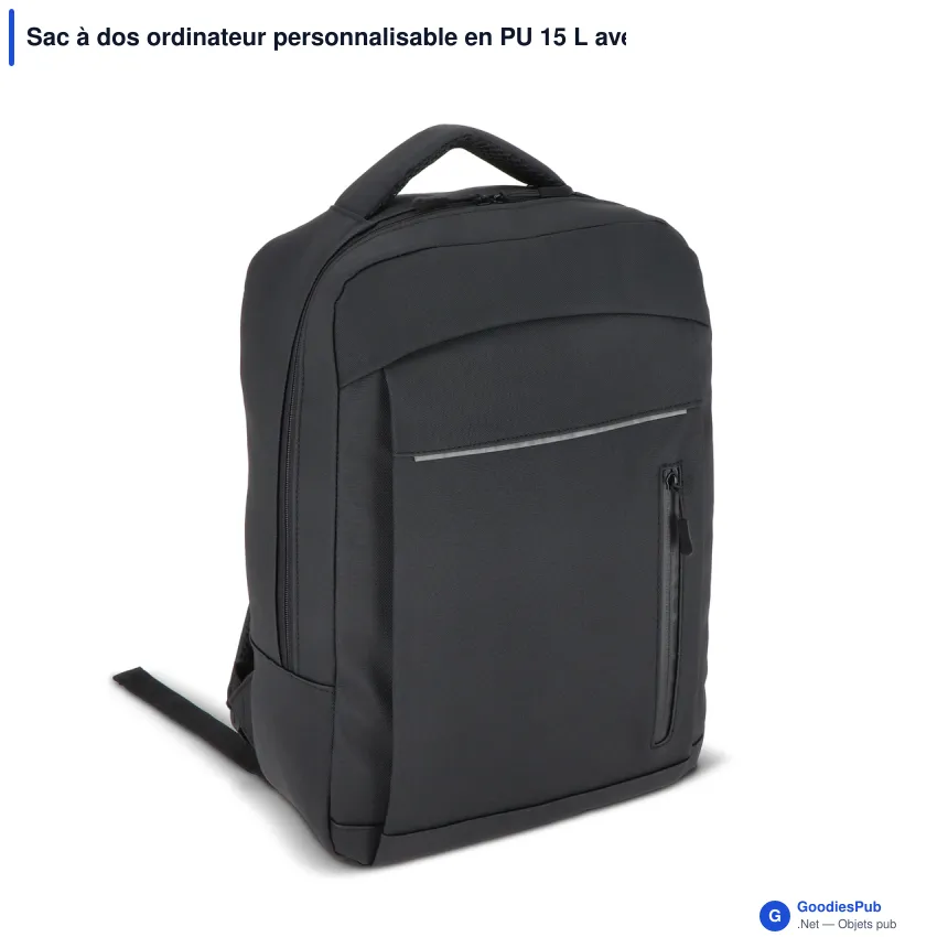 Sac à dos ordinateur personnalisable en PU 15 L avec logo - Osaka - Image 2