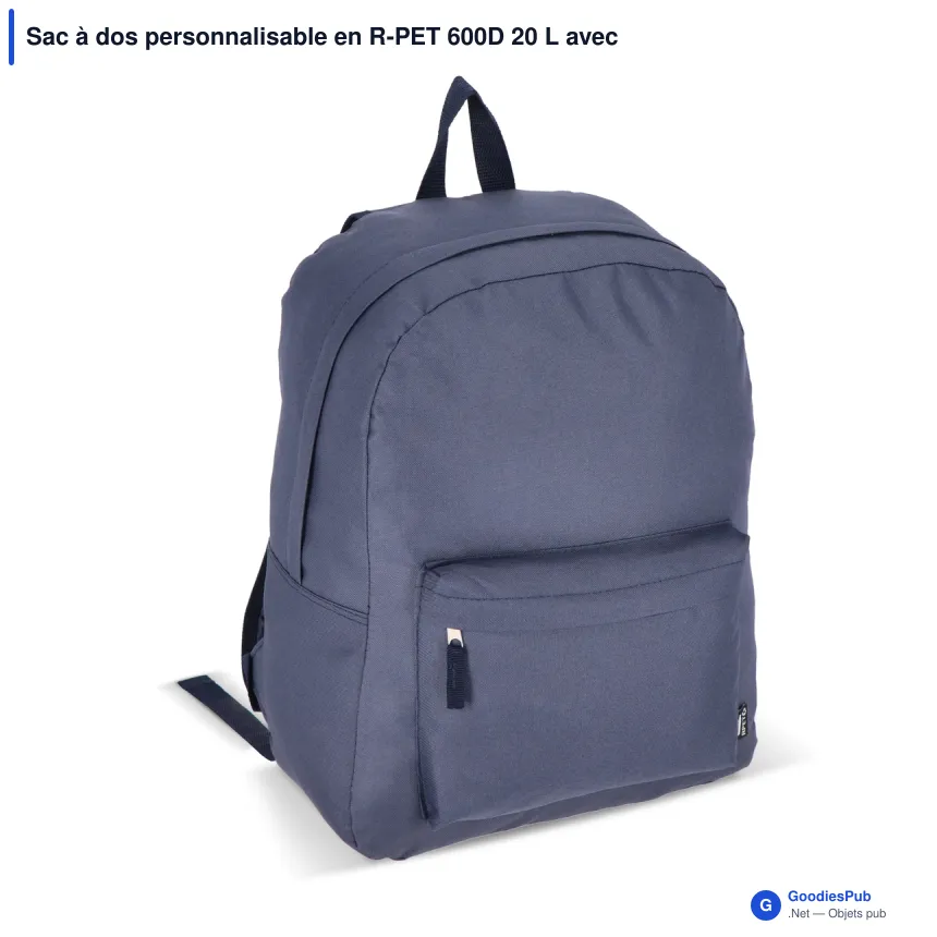 Sac à dos personnalisable en R-PET 600D 20 L avec logo - Neuf coloris - Image 2